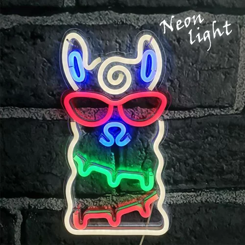 光るアルパカのLEDネオンサイン