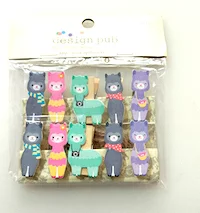 木製アルパカのカラフルクリップ