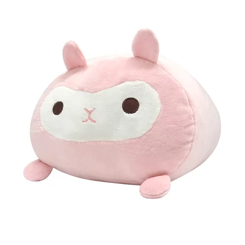 丸いピンクのアルパカ抱きぬいぐるみ